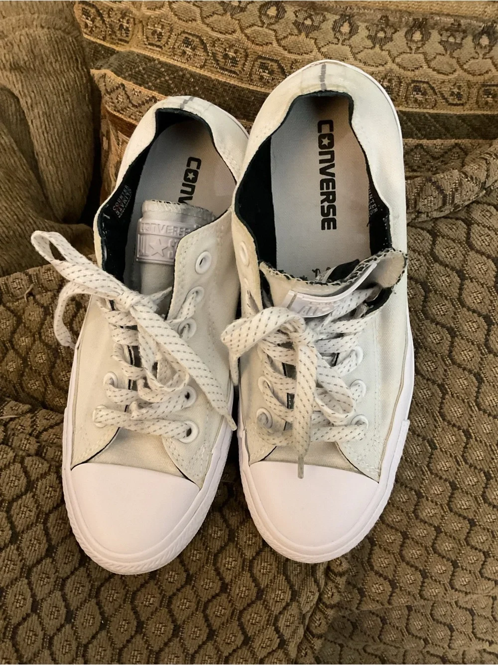 Converse All Star 153796F Unisex Low Top White Sneaker Size Mens 5 Womens 7 GUC